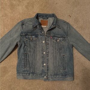 Levi's Blue Denim Jacket with Brown Leather Patch
